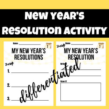 Preview of New Year's Resolution Activity- Differentiated