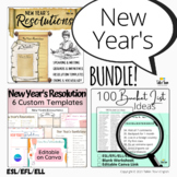 New Year's Resolution Bundle: Lesson Plan, 9 Editable Temp