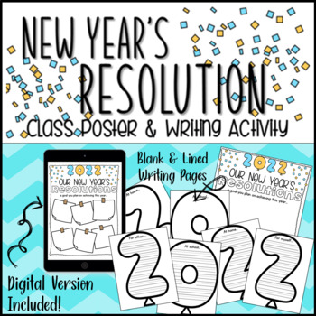 New Year's Resolution Class Poster & Writing Activity - Digital Version ...