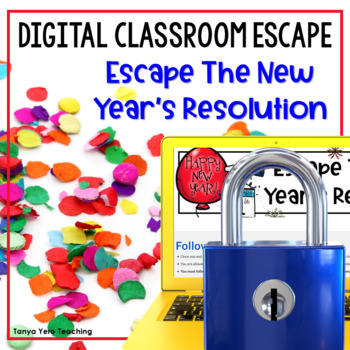 Preview of New Year's Resolution Digital Escape Room Math Game Setting Goals