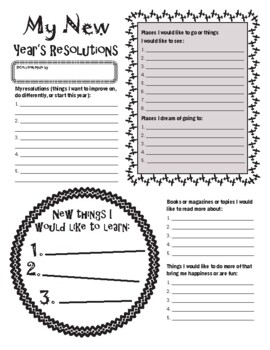 Preview of New Year's Resolution Goal Setting Form