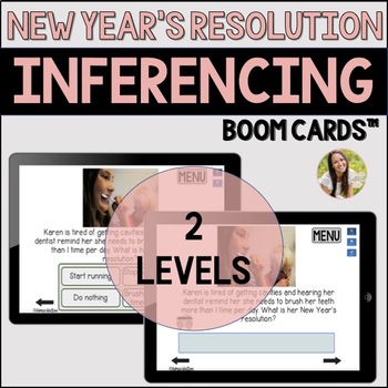 Preview of New Year's Resolution Inferencing Speech Boom Cards™