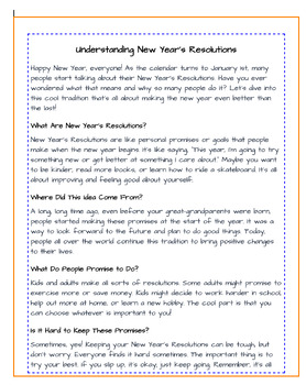 Preview of New Year's Resolution One Word Activity with Passages