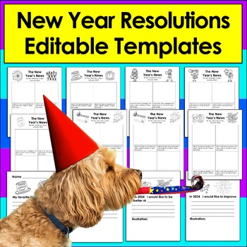 Preview of New Year's Resolutions 2024 EDITABLE Writing Templates to Publish!