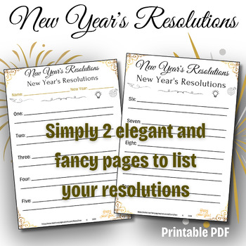 Preview of New Year's Resolutions 2024 or Any Year Happy New Year!  List!  Various Grades!