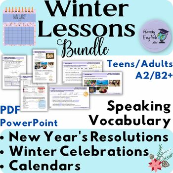 Preview of New Year's Resolutions Calendars Winter Celebrations BUNDLE speaking vocabulary