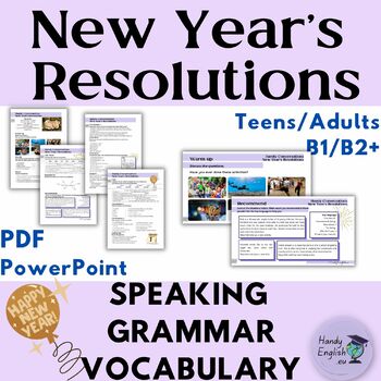 Preview of New Year's Resolutions ESL ELL grammar, idioms, speaking, vocabulary