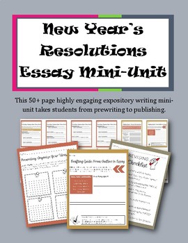 Preview of New Year's Resolutions Essay Mini-Unit || Expository Writing for New Year 2020