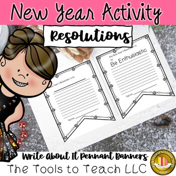 Preview of New Year Resolution 20 Pennant Writings and Rubric Printable No Prep