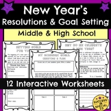 New Year's Resolutions and Goal Setting Worksheets Middle 