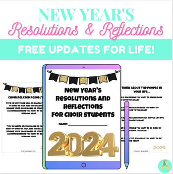 Preview of New Year's Resolutions and Reflections for Middle School Choir- 2024