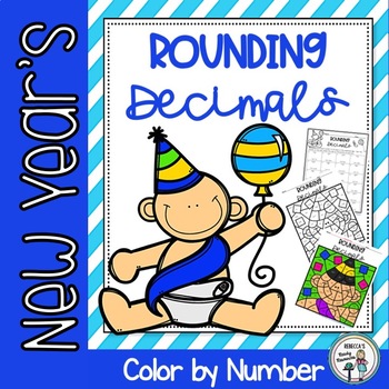 Preview of Rounding Decimals Color by Number-New Year's Theme