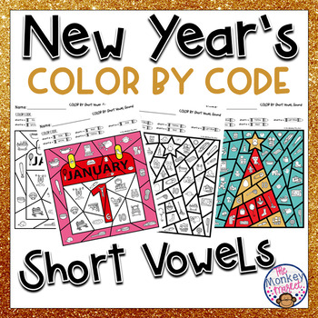 Preview of New Year's Short Vowel Sounds Color By Code