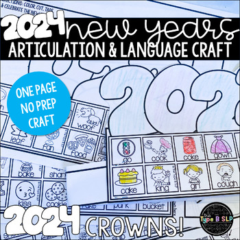 Preview of New Year's Speech Therapy A No Prep Craft: Articulation and Language