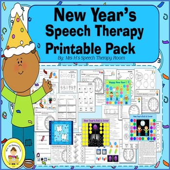 Preview of New Year's Speech Therapy Printable Pack