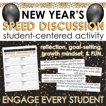 Preview of New Year's Speed Discussion: Reflection, Goal Setting, & FUN - Engaging Activity