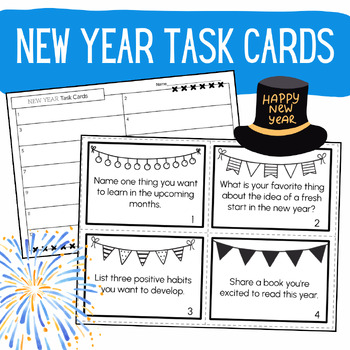 Preview of New Year's Task Cards: Social Emotional Learning & Morning Meeting {No Prep}