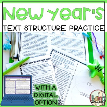 Preview of New Year's Text Structure Reading Passages with Graphic Organizers