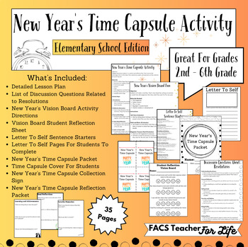 Preview of New Year's Time Capsule Activity - Vision Board, 2nd-6th Grade, Elementary