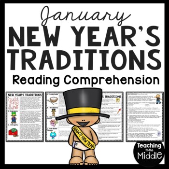 Preview of New Year's Traditions Informational Text Reading Comprehension Worksheet January
