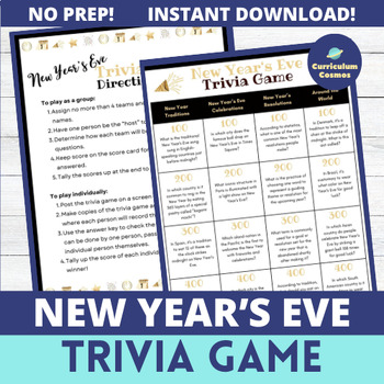 Preview of New Year's Trivia Game for Teachers, Staff, and Students
