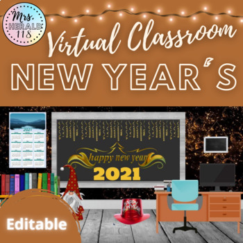 Preview of New Year’s Virtual Classroom Template for Bitmoji™ and Google Slides™