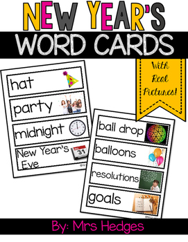 Preview of New Year's Vocabulary Word Cards 