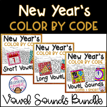 Preview of New Year's  Phonics Color by Code Worksheets