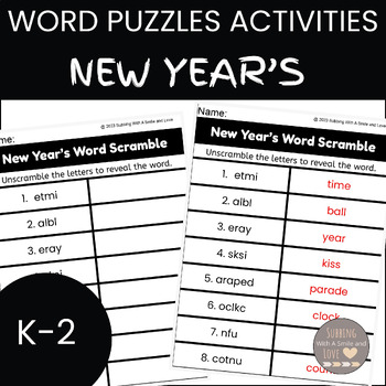 Preview of New Year's Word Puzzles Activities
