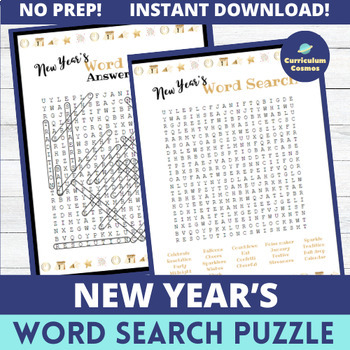 Preview of New Year's Word Search for Teachers, Staff, and Students