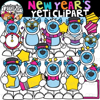 Preview of New Year's Yeti Clipart {New Years Clipart}