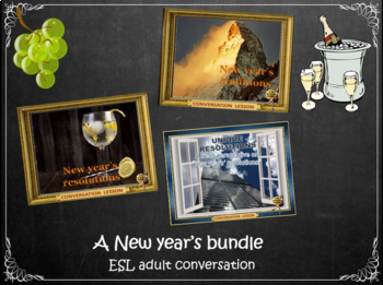 Preview of New Year’s bundle -  ESL adult power-point conversation lesson