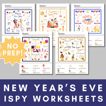 Preview of New Year's iSpy Printable Worksheets