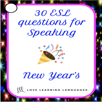 Preview of New Year's vocabulary - 30 ESL - ELL New Year's speaking prompt cards