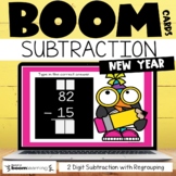 New Years 2 Digit Subtraction with Regrouping Boom Cards™