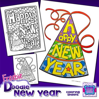 Preview of FREEBIE New Years 2017 Coloring Sheets