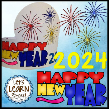 Preview of Happy New Years 2024 Hats / Crowns Craft & Resolution Writing, January Activity