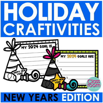 Preview of Happy New Years Goal Writing Craftivity | January Craft 2024