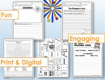 new years 2022 activities and writing worksheets by tammys toolbox