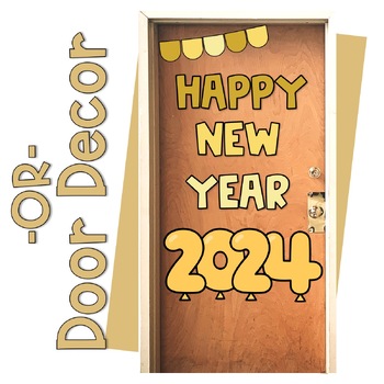 New Years 2024 Bulletin Board or Door Decor - Dinosaurs - Editable Name  Tags and Letters