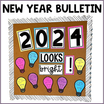 Preview of New Years 2024 Bulletin Board Goal Writing Resolution January  Craft Activity