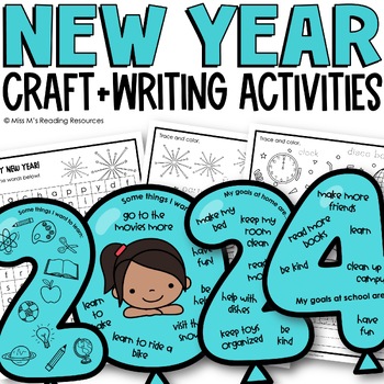 New Years 2023 Craft and Writing New Year Bulletin Board | TPT
