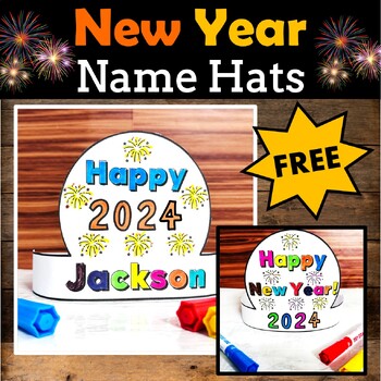 Preview of New Years 2024 Name Hat, New Year's Crown, New Year Craft, FREE