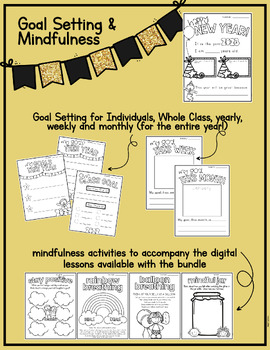 New Years 2022 Goal Setting and Mindfulness Worksheets K-2 by adventuresinK