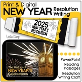 New Years 2023 Resolution Craft, Reading Passages & PowerPoint + Digital