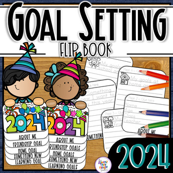 Preview of New Years 2024 - a resolution goals flip book - writing and craft activity