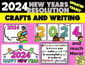 Preview of New Years 2024 Activities, Crafts and Flip Book FREE UPDATES