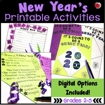 Preview of New Years 2024 Activities - Digital Option for Google Slides