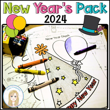 Preview of New Year's 2024 Activities for Kindergarten, First Grade  Glyph, Writing Prompts