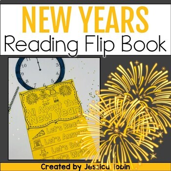 Preview of New Years 2024 Activities Reading Flip Book with Craft and Writing Resolutions